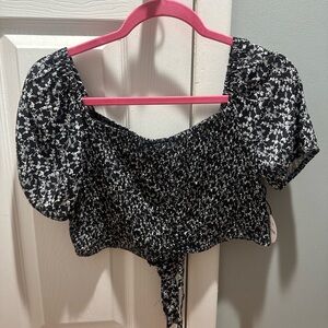 Floral Black and White Women's Top